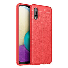 Custodia Silicone Morbida In Pelle Cover per Samsung Galaxy A02 Rosso