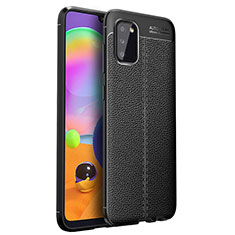 Custodia Silicone Morbida In Pelle Cover per Samsung Galaxy A03s Nero