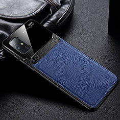 Custodia Silicone Morbida In Pelle Cover per Samsung Galaxy A71 5G Blu