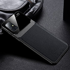 Custodia Silicone Morbida In Pelle Cover per Samsung Galaxy A71 5G Nero