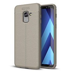 Custodia Silicone Morbida In Pelle Cover per Samsung Galaxy A8+ A8 Plus (2018) A730F Grigio