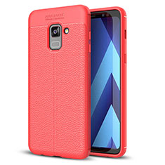 Custodia Silicone Morbida In Pelle Cover per Samsung Galaxy A8+ A8 Plus (2018) A730F Rosso
