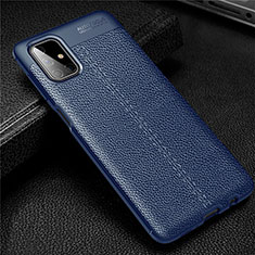 Custodia Silicone Morbida In Pelle Cover per Samsung Galaxy M51 Blu