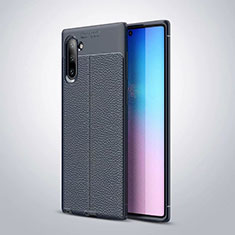 Custodia Silicone Morbida In Pelle Cover per Samsung Galaxy Note 10 Blu