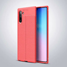 Custodia Silicone Morbida In Pelle Cover per Samsung Galaxy Note 10 Rosso