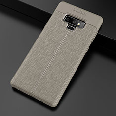 Custodia Silicone Morbida In Pelle Cover per Samsung Galaxy Note 9 Grigio