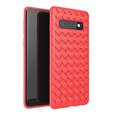 Custodia Silicone Morbida In Pelle Cover per Samsung Galaxy S10 5G Rosso