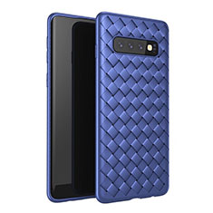 Custodia Silicone Morbida In Pelle Cover per Samsung Galaxy S10 Plus Blu