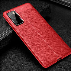 Custodia Silicone Morbida In Pelle Cover per Samsung Galaxy S20 FE 2022 5G Rosso