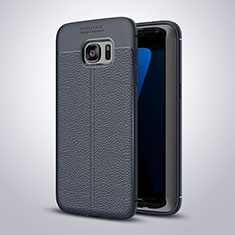 Custodia Silicone Morbida In Pelle Cover per Samsung Galaxy S7 Edge G935F Blu