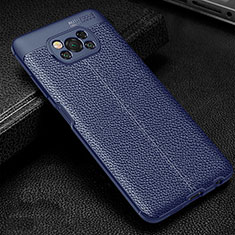 Custodia Silicone Morbida In Pelle Cover per Xiaomi Poco X3 Blu