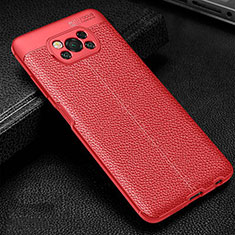 Custodia Silicone Morbida In Pelle Cover per Xiaomi Poco X3 Pro Rosso