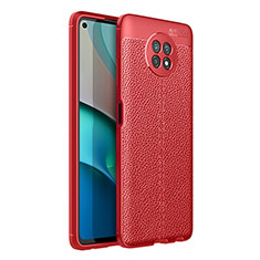 Custodia Silicone Morbida In Pelle Cover per Xiaomi Redmi Note 9 5G Rosso