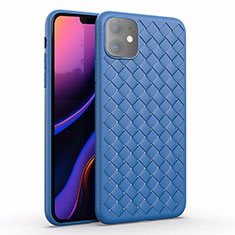 Custodia Silicone Morbida In Pelle Cover S01 per Apple iPhone 11 Blu