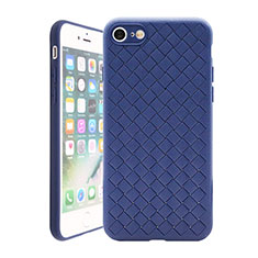 Custodia Silicone Morbida In Pelle Cover S01 per Apple iPhone 7 Blu