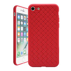 Custodia Silicone Morbida In Pelle Cover S01 per Apple iPhone 8 Rosso