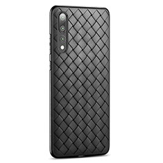 Custodia Silicone Morbida In Pelle Cover S01 per Huawei P20 Pro Nero