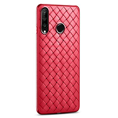 Custodia Silicone Morbida In Pelle Cover S01 per Huawei P30 Lite XL Rosso