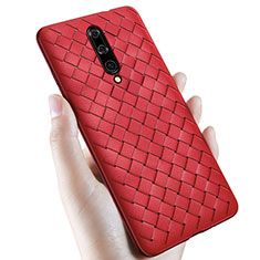 Custodia Silicone Morbida In Pelle Cover S01 per OnePlus 7 Pro Rosso