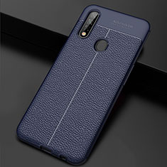 Custodia Silicone Morbida In Pelle Cover S01 per Oppo A8 Blu