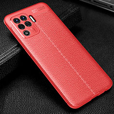 Custodia Silicone Morbida In Pelle Cover S01 per Oppo A94 4G Rosso