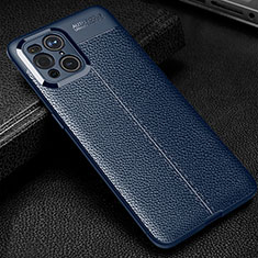 Custodia Silicone Morbida In Pelle Cover S01 per Oppo Find X3 5G Blu