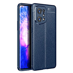 Custodia Silicone Morbida In Pelle Cover S01 per Oppo Find X5 5G Blu