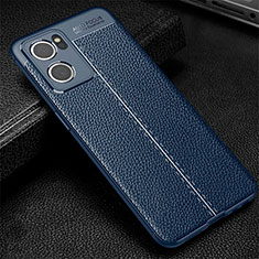 Custodia Silicone Morbida In Pelle Cover S01 per Oppo Find X5 Lite 5G Blu