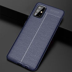 Custodia Silicone Morbida In Pelle Cover S01 per Samsung Galaxy A71 5G Blu