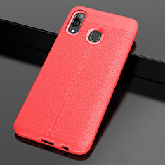 Custodia Silicone Morbida In Pelle Cover S01 per Samsung Galaxy M10S Rosso