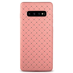 Custodia Silicone Morbida In Pelle Cover S01 per Samsung Galaxy S10 Plus Oro Rosa