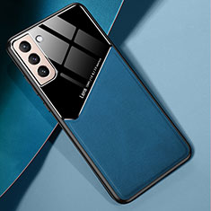 Custodia Silicone Morbida In Pelle Cover S01 per Samsung Galaxy S21 Plus 5G Blu