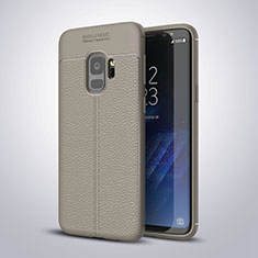 Custodia Silicone Morbida In Pelle Cover S01 per Samsung Galaxy S9 Grigio