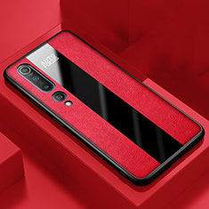 Custodia Silicone Morbida In Pelle Cover S01 per Xiaomi Mi 10 Rosso