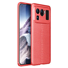 Custodia Silicone Morbida In Pelle Cover S01 per Xiaomi Mi 11 Ultra 5G Rosso