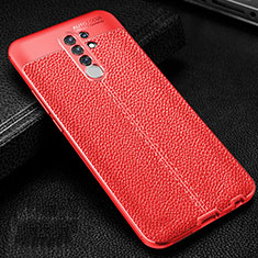 Custodia Silicone Morbida In Pelle Cover S01 per Xiaomi Redmi 9 Rosso