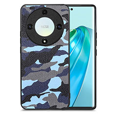 Custodia Silicone Morbida In Pelle Cover S01D per Huawei Honor X9a 5G Blu