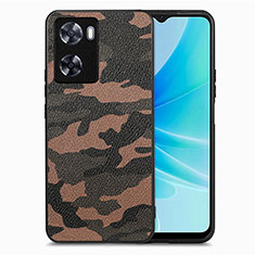 Custodia Silicone Morbida In Pelle Cover S01D per Oppo A77 4G Marrone