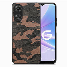 Custodia Silicone Morbida In Pelle Cover S01D per Oppo A78 5G Marrone