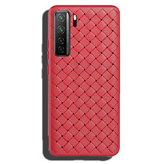 Custodia Silicone Morbida In Pelle Cover S02 per Huawei Nova 7 SE 5G Rosso