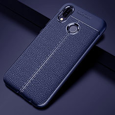 Custodia Silicone Morbida In Pelle Cover S02 per Huawei P20 Lite Blu