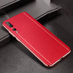 Custodia Silicone Morbida In Pelle Cover S02 per Huawei P20 Pro Rosso
