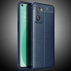 Custodia Silicone Morbida In Pelle Cover S02 per Oppo A55S 5G Blu