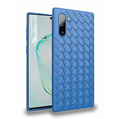 Custodia Silicone Morbida In Pelle Cover S02 per Samsung Galaxy Note 10 Blu