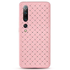 Custodia Silicone Morbida In Pelle Cover S02 per Xiaomi Mi 10 Pro Rosa