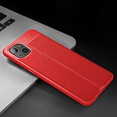 Custodia Silicone Morbida In Pelle Cover S03 per Apple iPhone 13 Mini Rosso