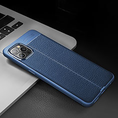 Custodia Silicone Morbida In Pelle Cover S03 per Apple iPhone 13 Pro Blu