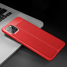 Custodia Silicone Morbida In Pelle Cover S03 per Apple iPhone 13 Pro Max Rosso