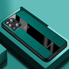 Custodia Silicone Morbida In Pelle Cover S03 per Oppo Find X3 Pro 5G Verde