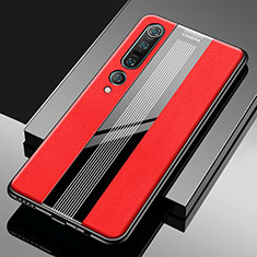 Custodia Silicone Morbida In Pelle Cover S03 per Xiaomi Mi 10 Pro Rosso